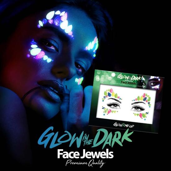 Gemas adhesivas para la cara "Glow in the dark"
