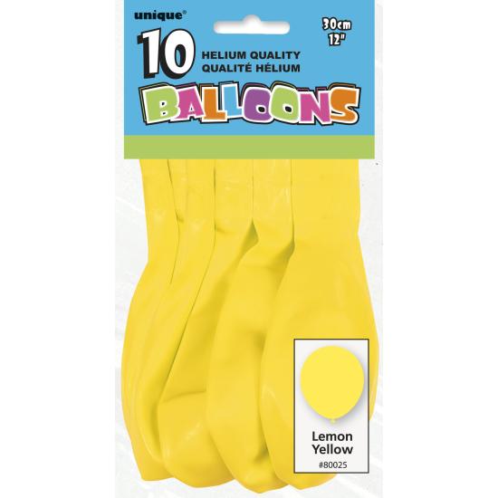 10 globos color amarillo (30 cm) - Línea Colores Básicos