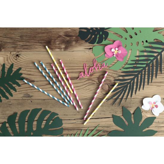 10 pajitas amarillas de papel - Aloha