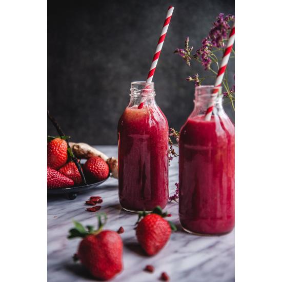 10 pajitas rojas con rayas blancas de papel - Pirates Party