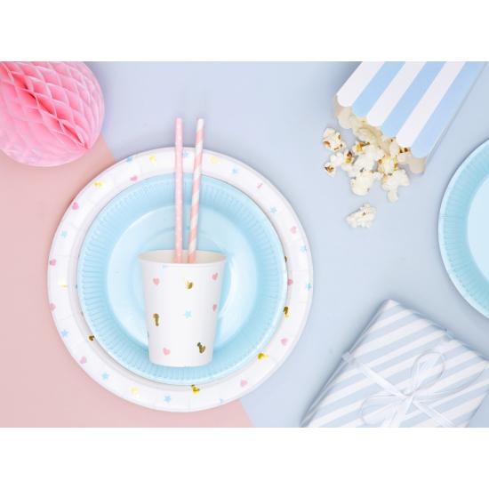 10 pajitas rosas pastel con lunares blancos de papel - Gold Bridal Shower