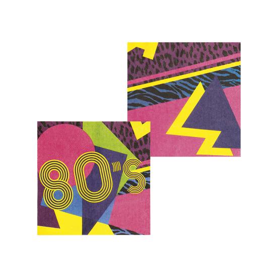 12 servilletas años 80 (33x33 cm) - Pop Party