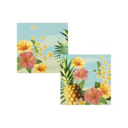 12 servilletas con flores y piñas (33x33 cm) - Paradise Collection