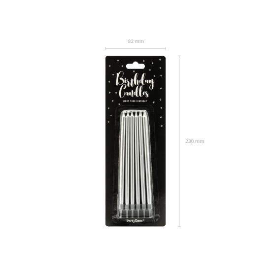 12 velas de cumpleaños plateadas (12,5 cm)