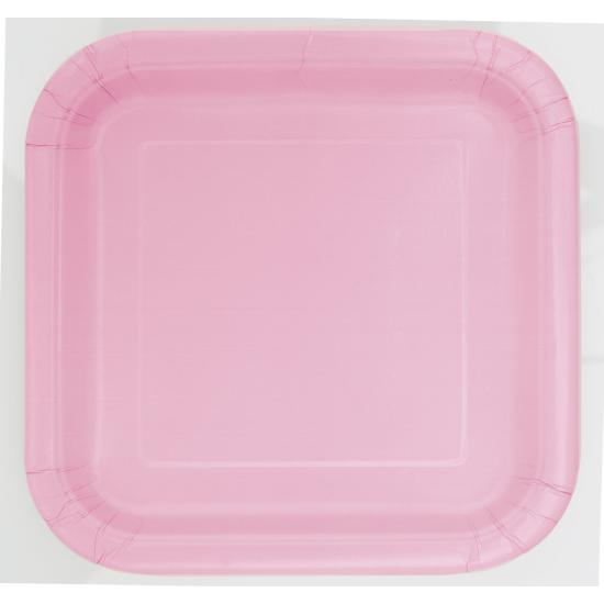 14 platos cuadrados rosa claro (23 cm) - Línea Colores Básicos
