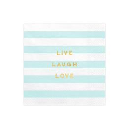 20 servilletas azul pastel con estampado "Live Laugh Love" de papel (33x33 cm) - Yummy