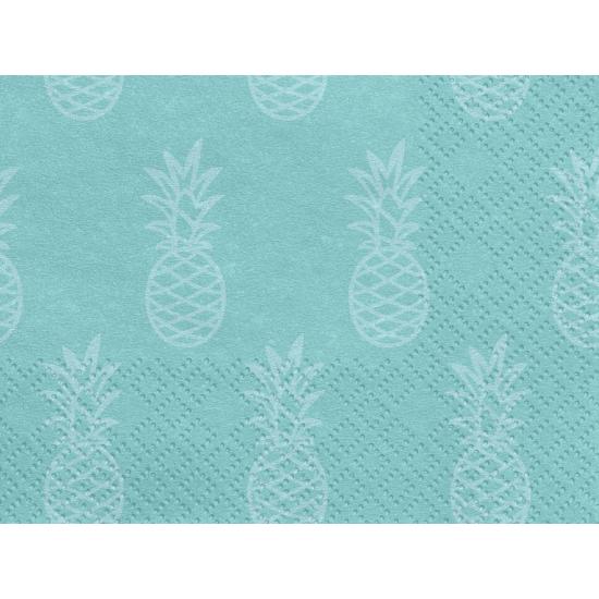 20 servilletas azules con piñas (33x33cm) - Aloha Turquoise