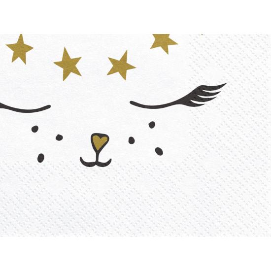 20 servilletas blancas con estampado de gato de papel (33x33 cm) - Meow Party