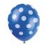 6 globos azul oscuro con topos blancos (30 cm)