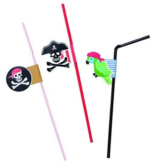 6 Pajitas con Adornos Piratas