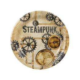 6 platos Steampunk marrón (23 cm) - Steampunk Collection