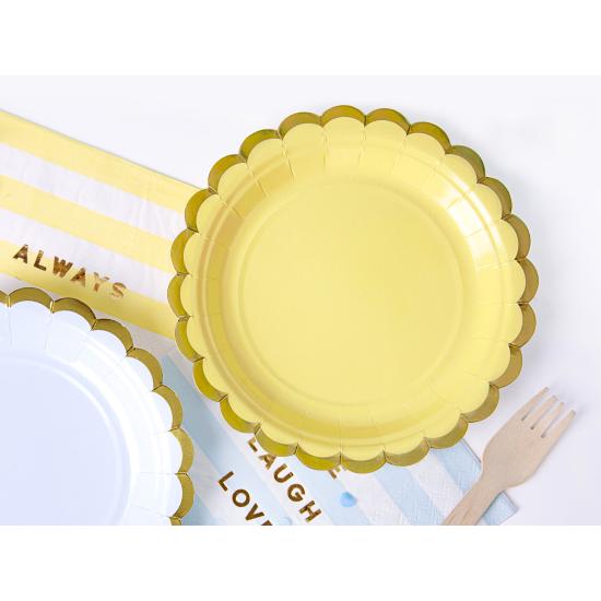6 platos amarillo pastel de papel (18 cm) - Yummy