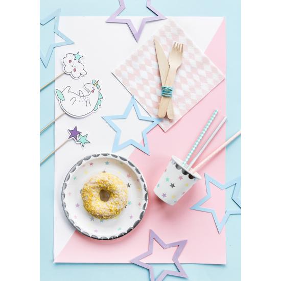 6 platos con estrellas de colores (18 cm) - Unicorn Collection