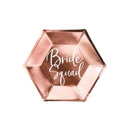 6 platos oro rosa "Bride Squad" de papel (23 cm) - Rose Gold Bride To Be