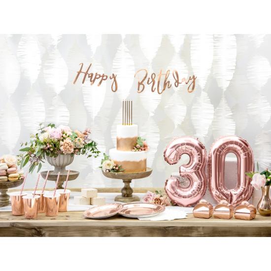 6 platos oro rosas de papel - Vintage Birthday (18 cm)