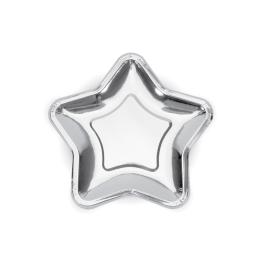 6 platos plateados con forma de estrella de papel (18 cm) - New Year’s Eve & Carnival