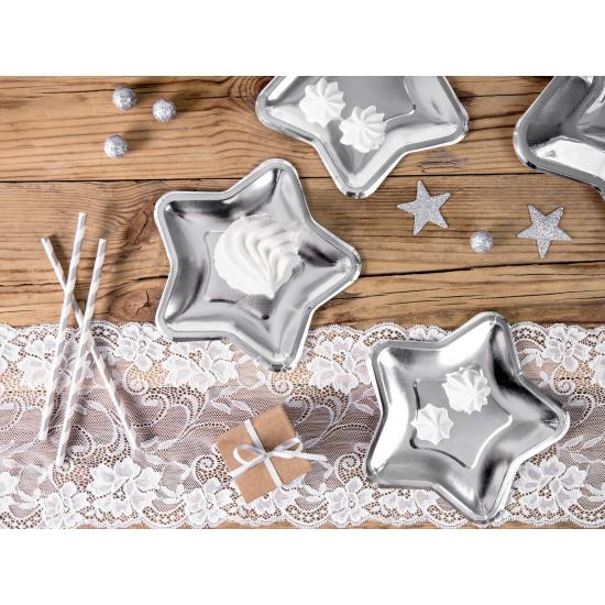 6 platos plateados con forma de estrella de papel (18 cm) - New Year’s Eve & Carnival