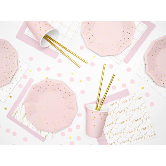 6 platos rosas pastel con estrellas doradas de papel (18 cm)