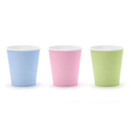 6 vasos azul pastel de papel - Pastelove