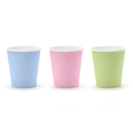 6 vasos azul pastel de papel - Pastelove