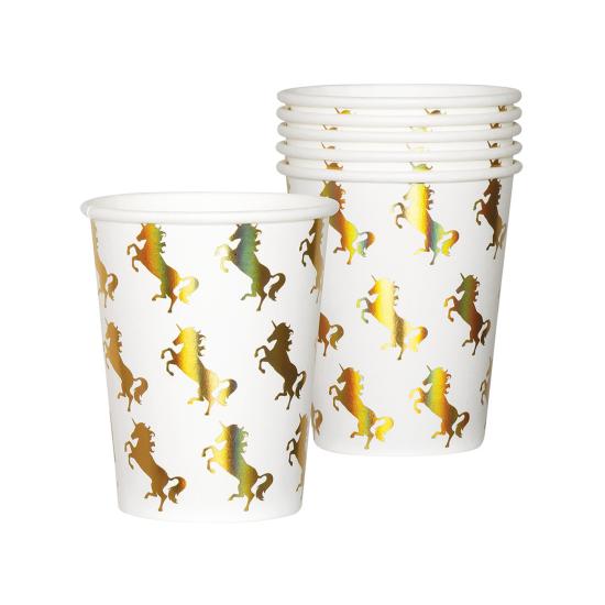 6 vasos de unicornios dorados - Magic Unicorn