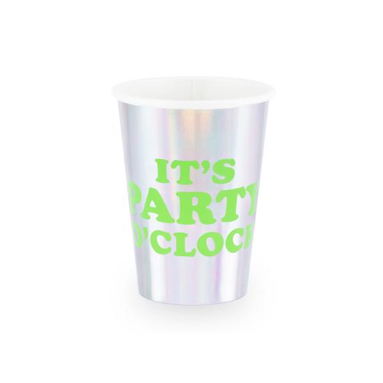 6 vasos holográficos con texto variado de papel - Electric Holo