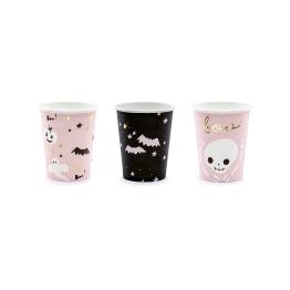 6 vasos negros y rosas - Boo!