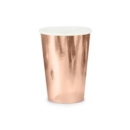 6 vasos oro rosa de papel