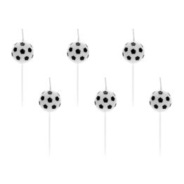 6 velas de balones de fútbol (2,5 cm) - Football Party