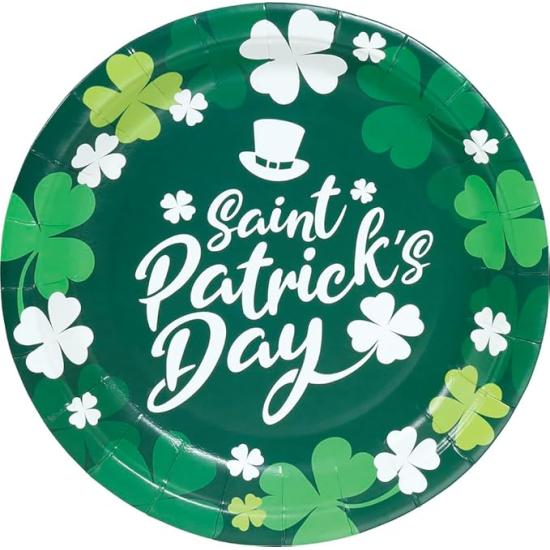 8 platos de cuadros verdes Happy St Patrick's Day (23 cm)