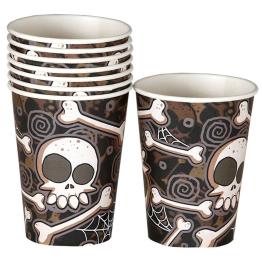 8 Vasos Halloween Huesos