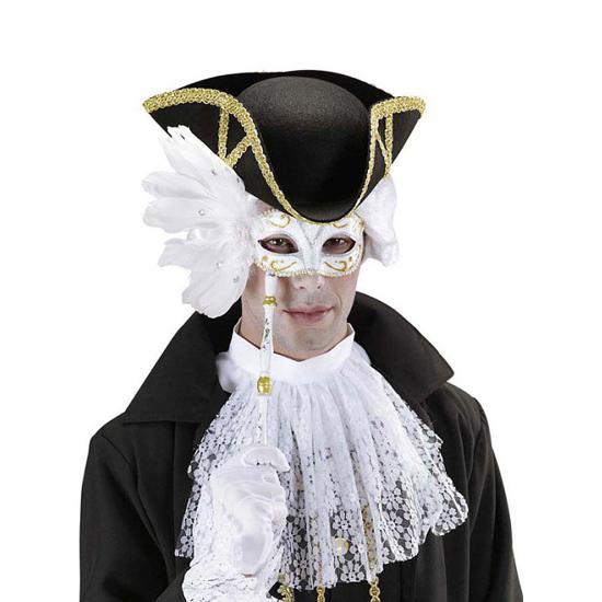 Antifaz blanco veneciano con varilla