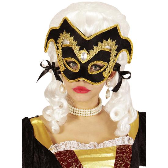Antifaz Corte Veneciano con gema y ribete para adulto