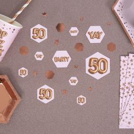 Confeti para mesa "50" - Glitz & Glamour Pink & Rose Gold