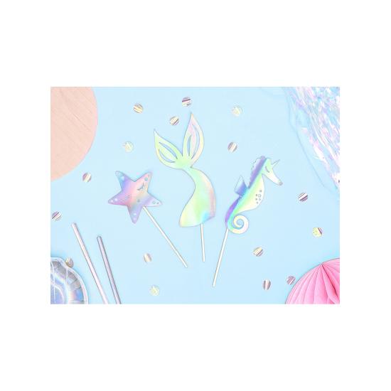 Decoración para tarta cola de sirena iridiscente- Iridescent Mermaid