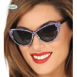 Gafas de rockeras con brillantes morados para adulto