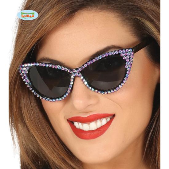 Gafas de rockeras con brillantes morados para adulto