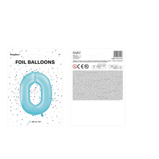 Globo foil "0" en azul claro 86 cm