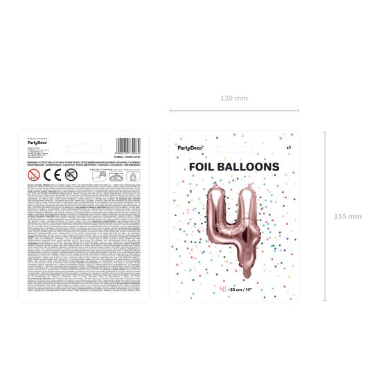 Globo foil "4" oro rosa (35 cm)