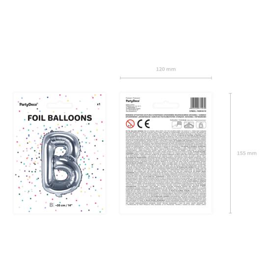 Globo foil letra B plateado (35 cm)