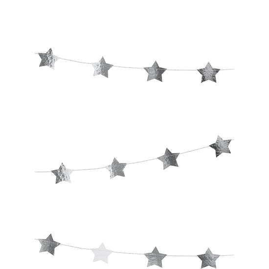 Guirnalda con estrellas plateadas (3,6 m)