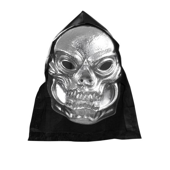 Máscara de calavera metalizada con capucha