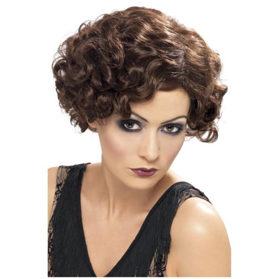 Peluca de chica coqueta marrón