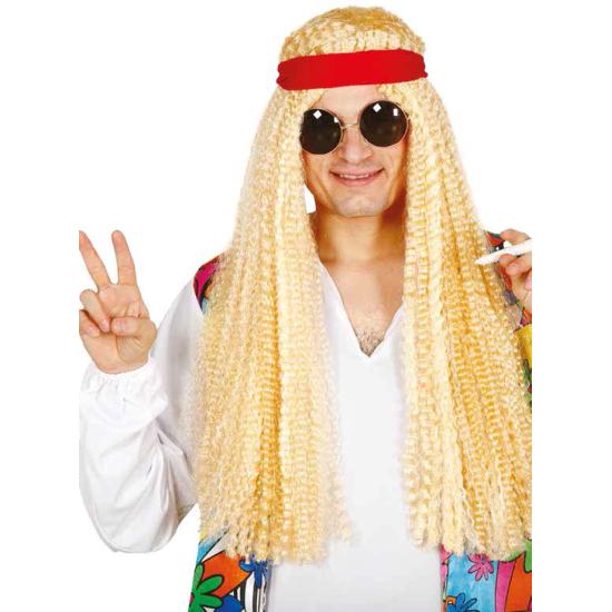 Peluca hippie rubia con cinta para adulto