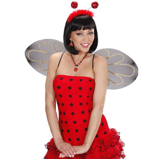 Pendientes y collar de mariquita para mujer