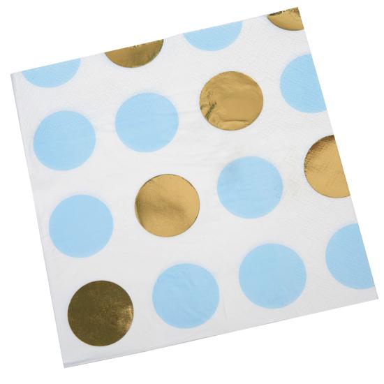 16 servilletas de lunares azules y dorados (33x33 cm) - Pattern Works Blue