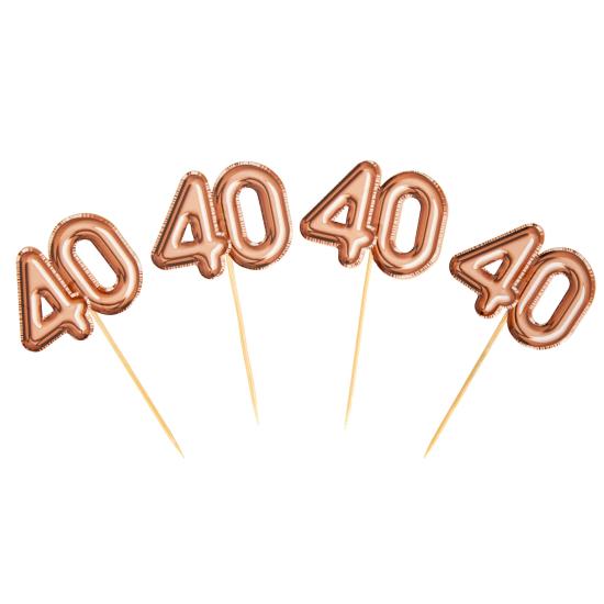 20 toppers decorativos "40" en oro rosa - Glitz & Glamour Pink & Rose Gold