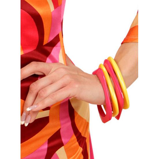 Set de 4 pulseras disco rosas y amarillas para mujer