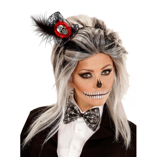Set de mini sombrero y pajarita calavera para mujer