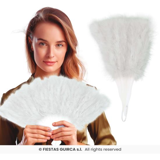 Abanico de Plumas Blanco 16 Palas
